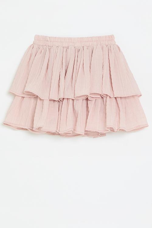 Double tiered seersucker skirt - pink