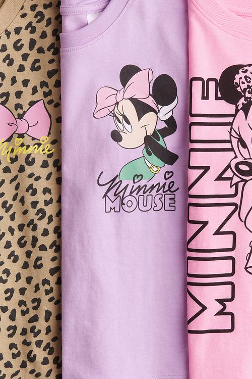 3-Pack printed jersey tops - pink/minnie mouse