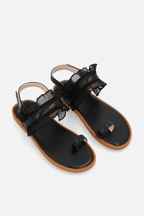 Ruffle sandals - black