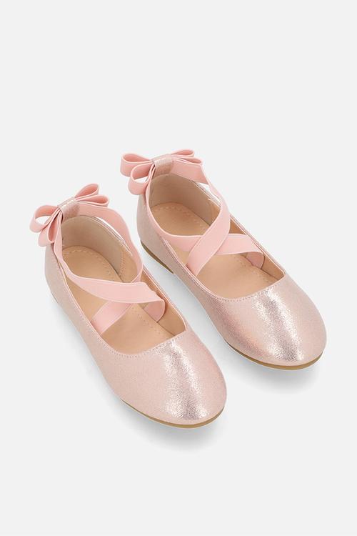 Elastic lace ballet-inspired pumps - pink shimmer