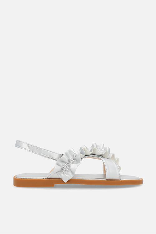 Single ruffle sandals - silver