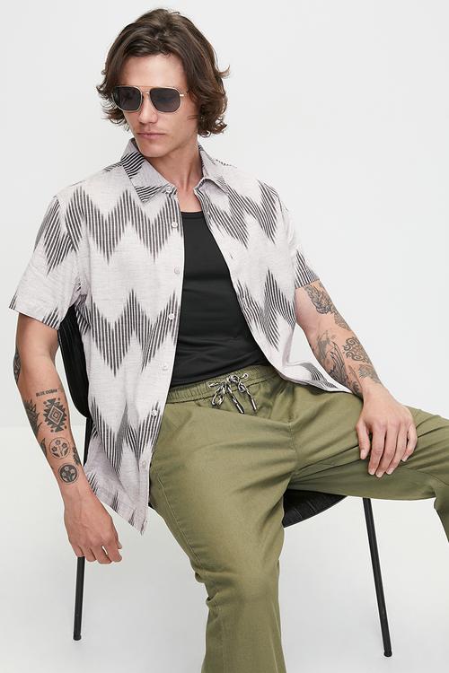 Short sleeve Herschel Slub Shirt - Geo Stripe