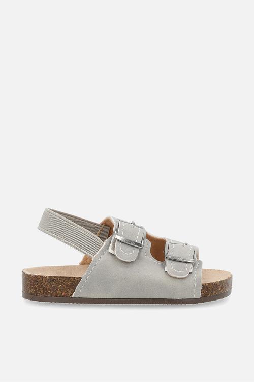 Twin buckle sandals - light grey