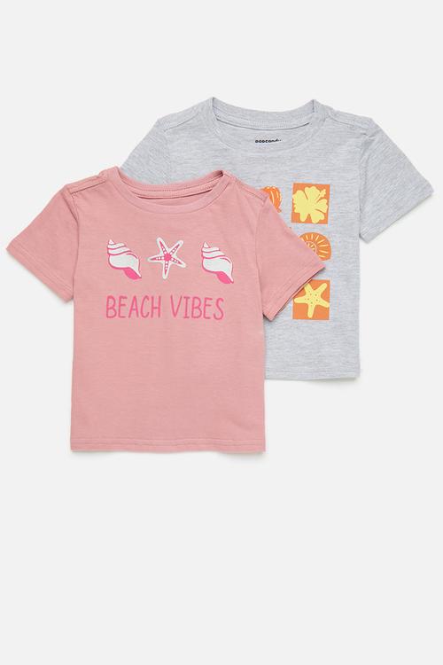 2 Pack tee - dusty pink/grey