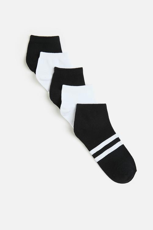 5Pk Sports Socks - X3Black/White X2White/Grey