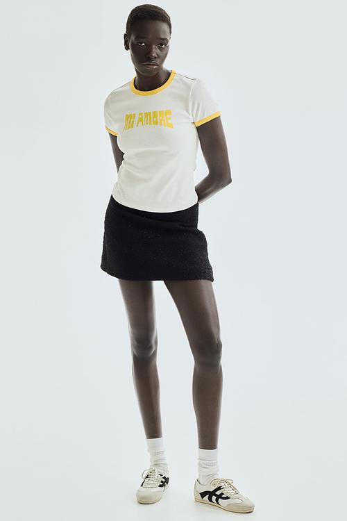 Ribbed t-shirt - cream mi amore