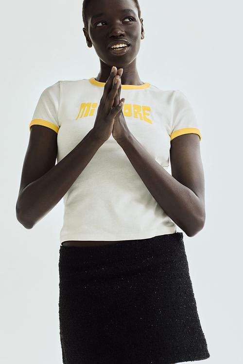 Ribbed t-shirt - cream mi amore