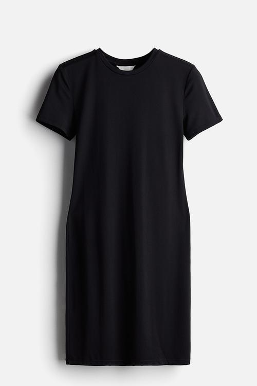 Microfibre T-shirt dress - black