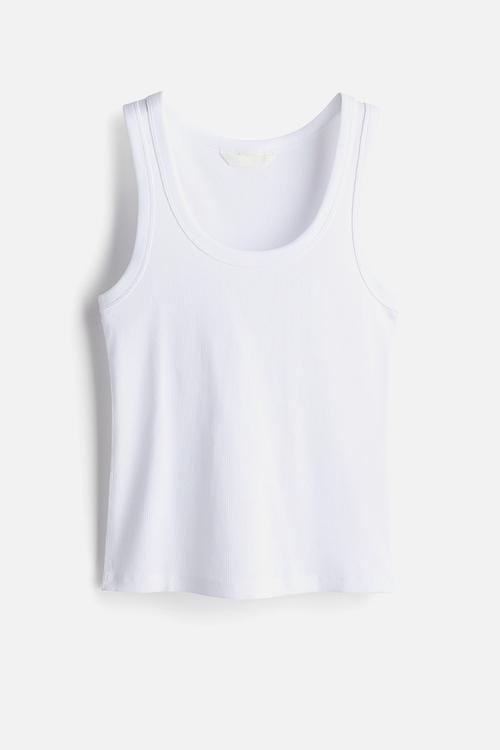 Ribbed vest top - white