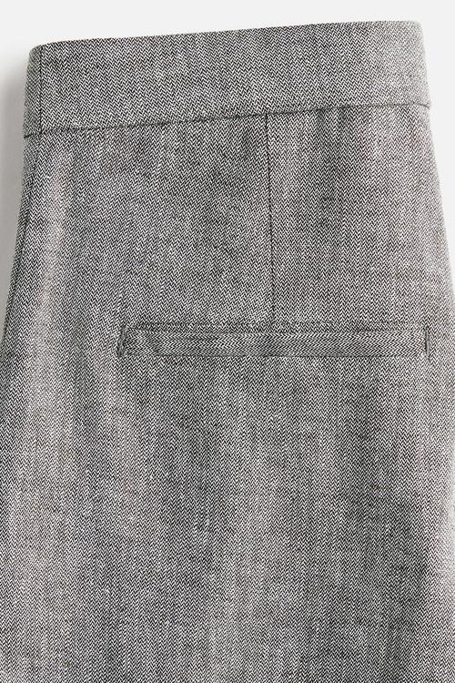 Wide linen-blend trousers - grey marl