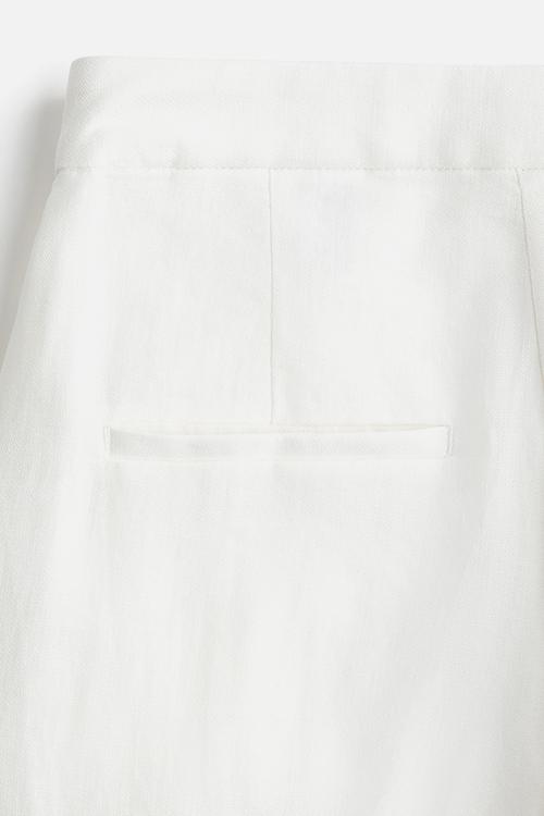 Wide linen-blend trousers - white