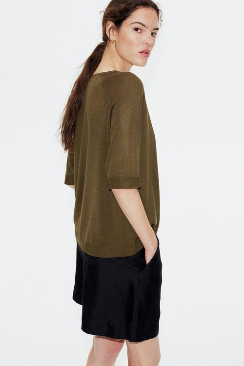 Knitted t-shirt - dark khaki green