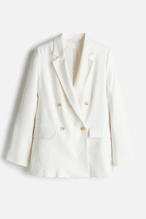 Double-breasted blazer - white