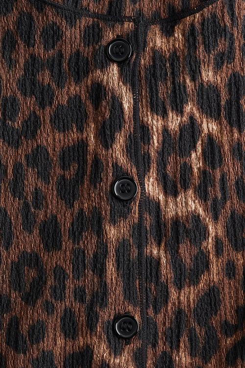 Textured jersey waistcoat - dark brown leopard print