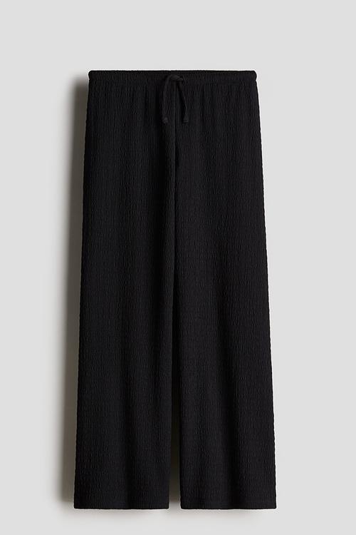Textured jersey trousers - black