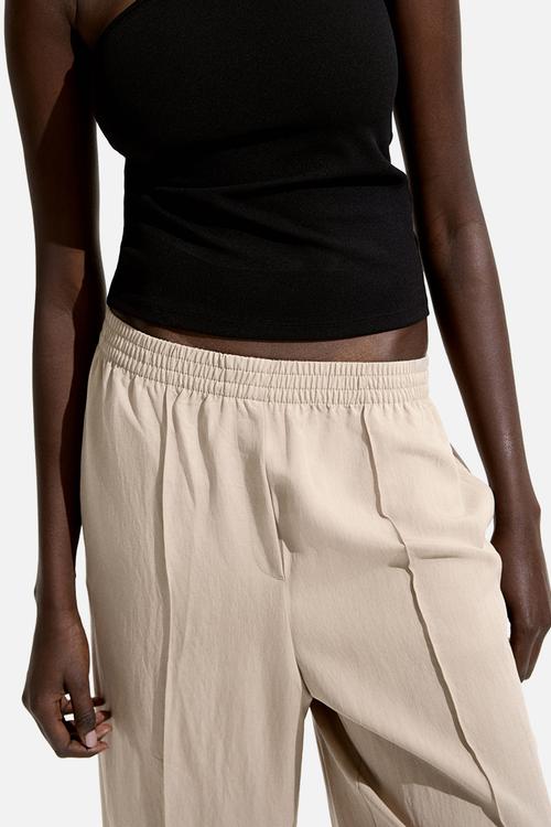Pull-on twill trousers - beige