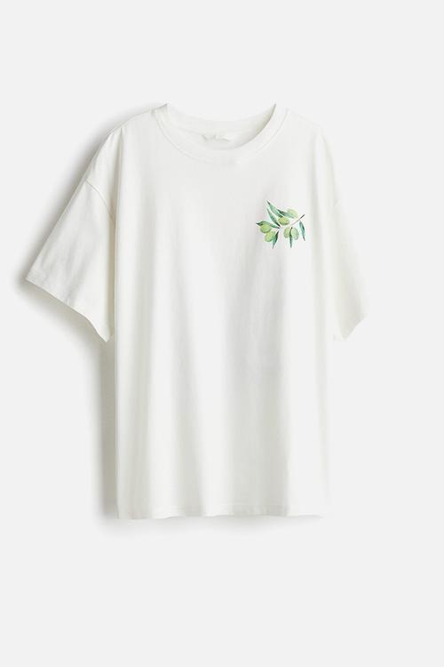 Oversized t-shirt - white olives