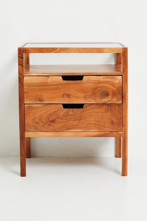 Shanti Wooden 2 Drawer Bedside Table - Natural
