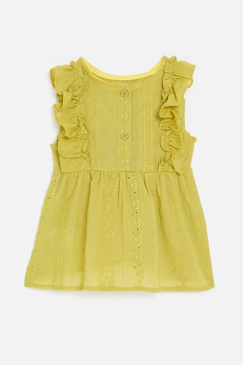 Frilled sleeve top - yellow