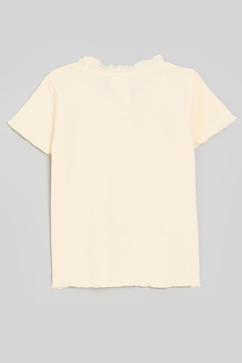 Bow décor tee - ecru/pink