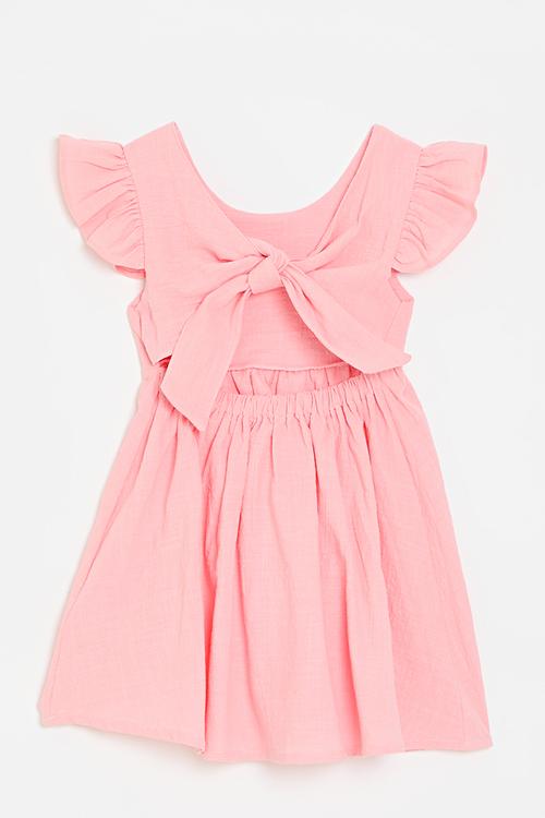 Frilled sleeve dress - light pink  