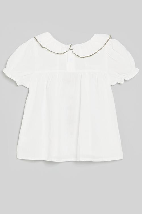 Ruffle collar top - white