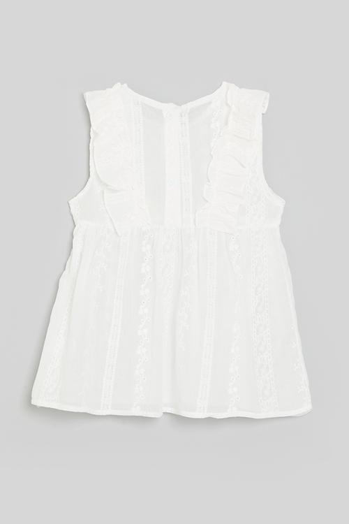 Frilled sleeve top - white
