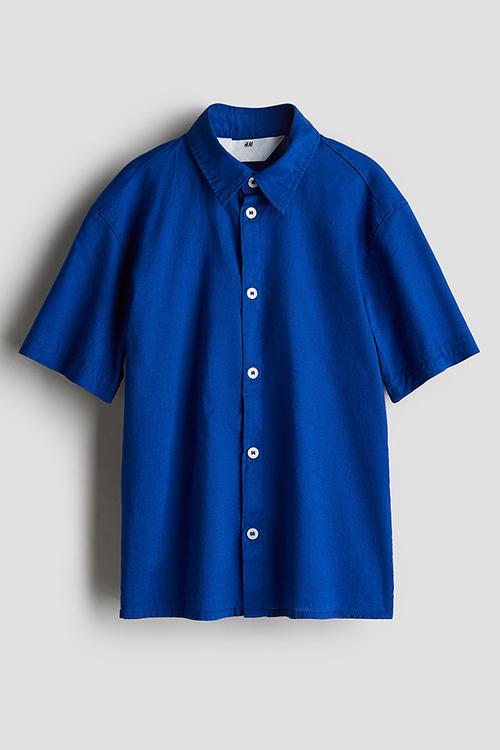 Printed short-sleeved shirt - blue