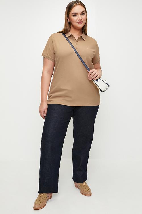 Plus wmn margot ss golfer - taupe