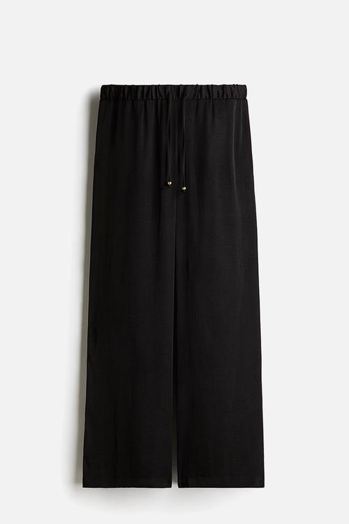 Wide drawstring trousers - black