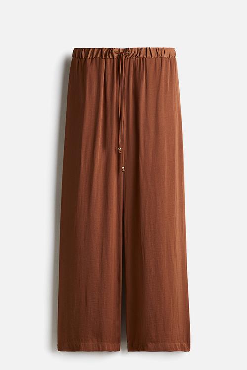 Wide drawstring trousers - brown