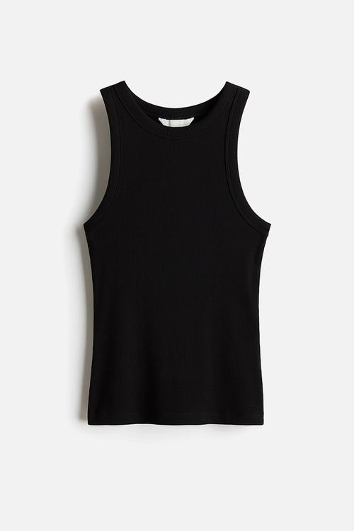 Ribbed vest top - black