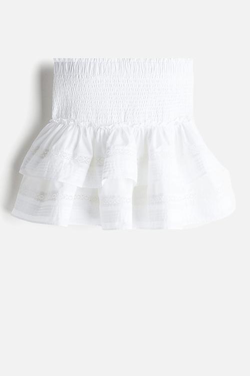 Lace-inset tiered skirt - white
