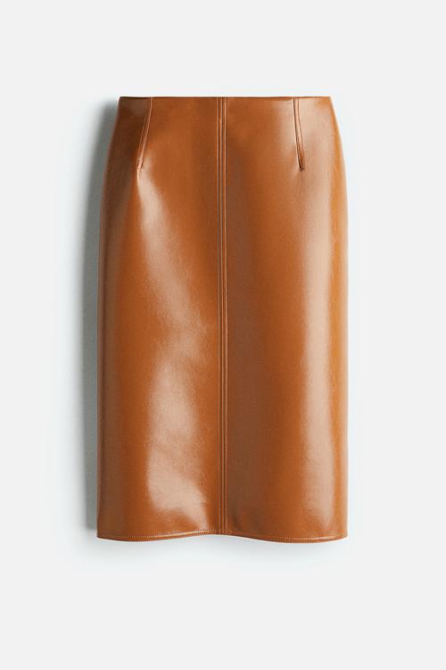 Coated pencil skirt -  brown