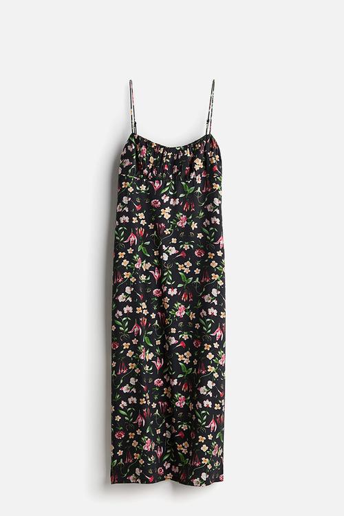 Viscose strappy dress - black,multi