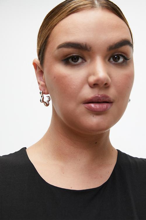 Amelia abstract floral hoop earring - silver