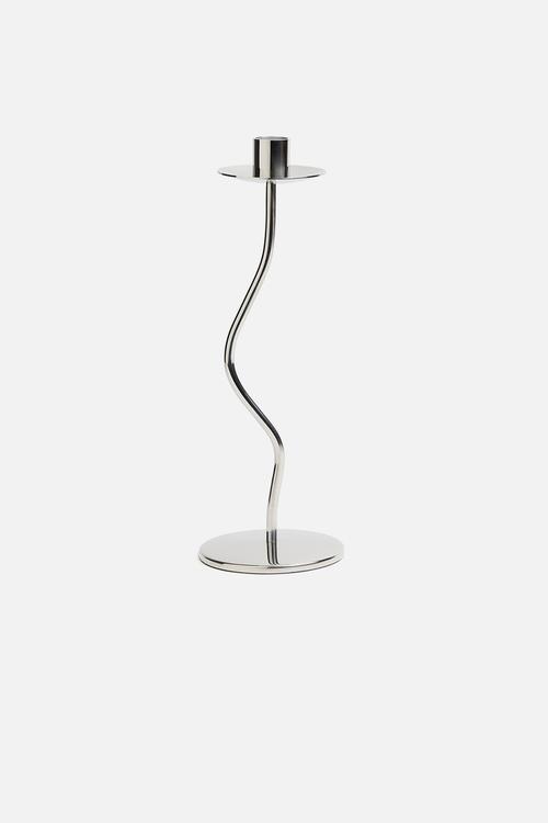 Metal candlestick - silver-coloured