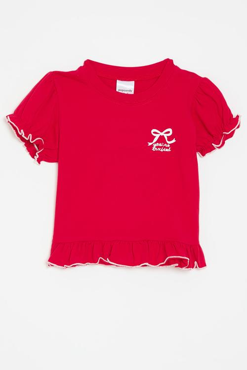 Frilled hem tee - red