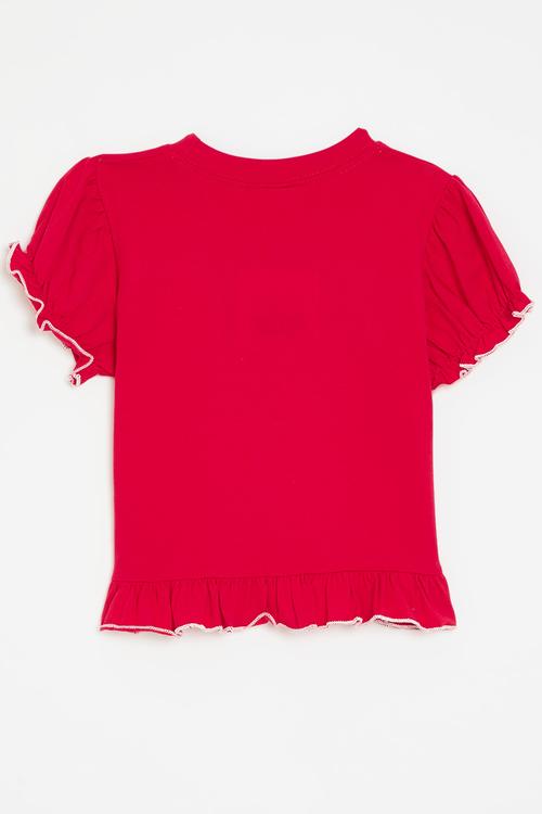 Frilled hem tee - red