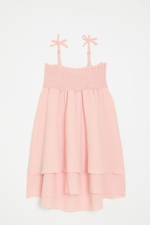 Shoulder tie strap dress - pink