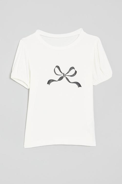 Bow print tee - white
