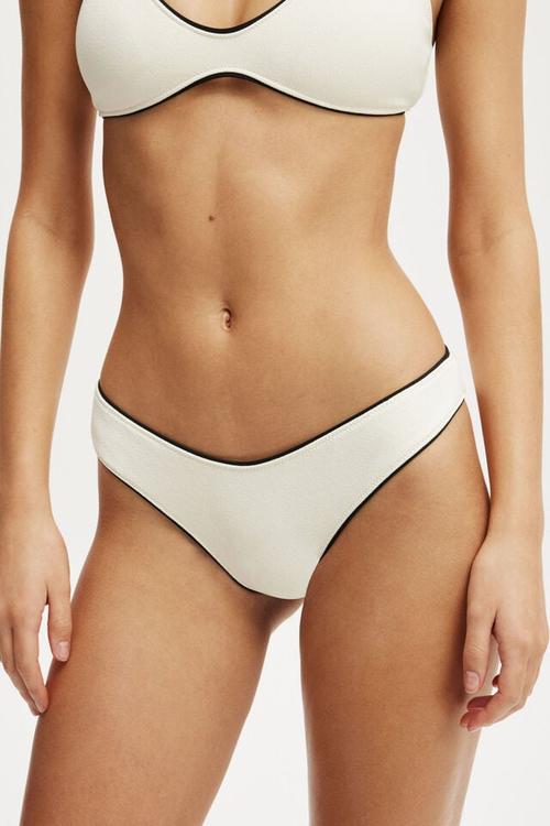 Hipster Brazlian Bikini Bottom - Coconut Milk Crepe/Black