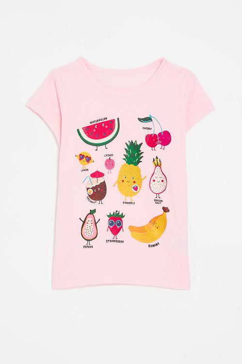 Printed tee - pink & green