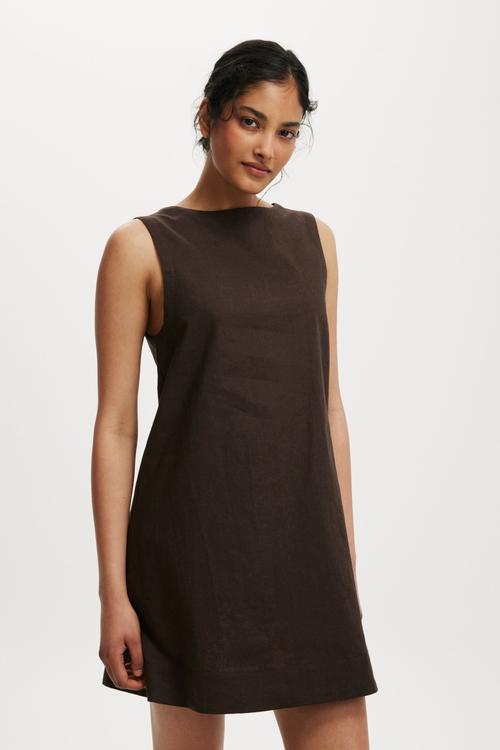 Haven sleeveless mini tank dress - dark oak