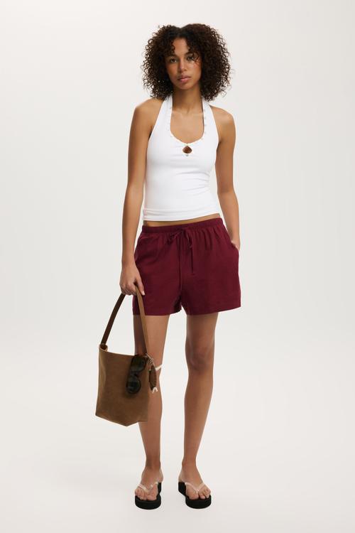 Haven short - cherry wood / peony stripe