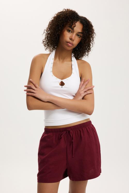 Haven short - cherry wood / peony stripe
