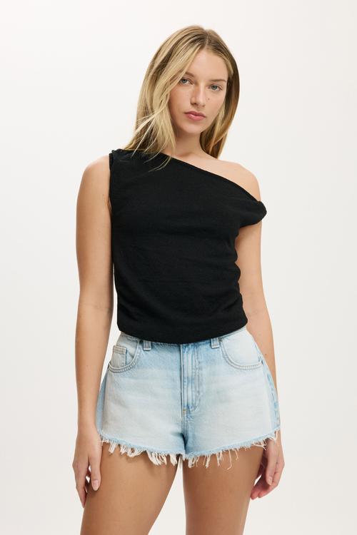 Textured off the shoulder - black