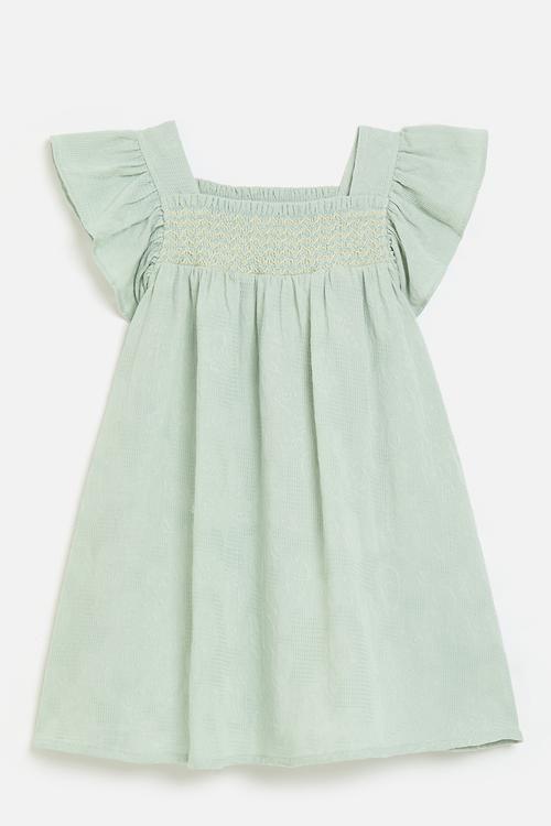 Frilled sleeved dress - green