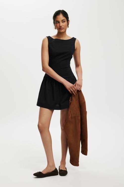 Mikki drop hem mini dress - black