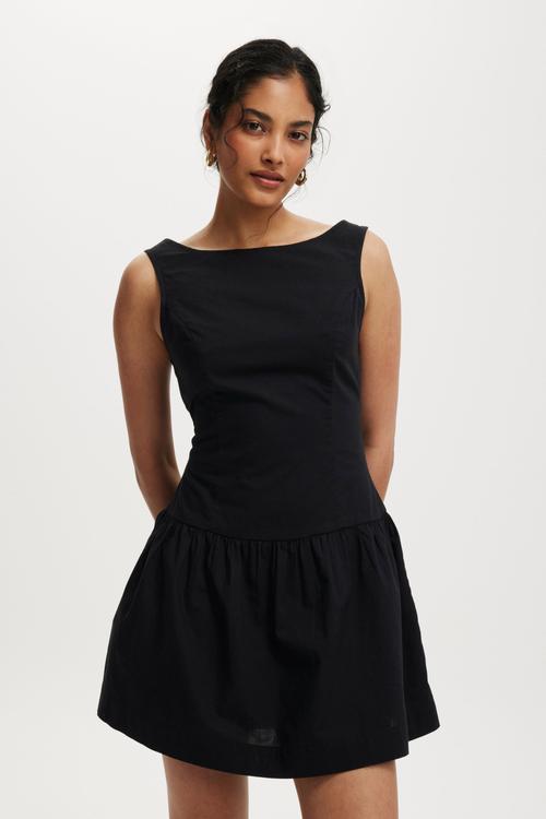 Mikki drop hem mini dress - black